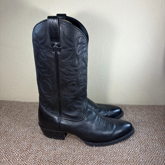 Ariat Heritage R Toe Western Cowboy Boots Black Deer Tanned Leather Men's US 12D - Picture 7 of 11